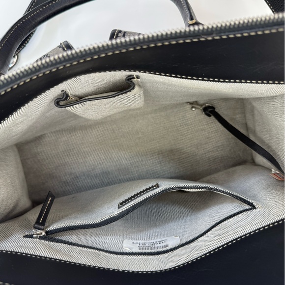 VTG Dooney & Bourke Canvas Double Pocket Satchel Gray DB Monogram Crossbody - Picture 14 of 16